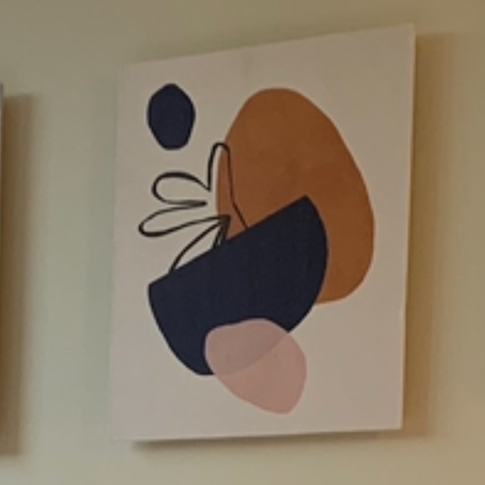 Red bubble abstract shapes mid century modern wall art